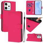 For OPPO Reno14 5G Global Skin Feel Solid Color Leather Phone Case with Lanyard(Rose Red)