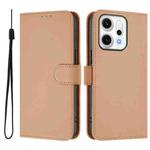 For OPPO Reno14 Pro 5G Global Skin Feel Solid Color Leather Phone Case with Lanyard(Nude)