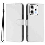 For OPPO Reno14 Pro 5G Global Skin Feel Solid Color Leather Phone Case with Lanyard(White)