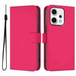 For OPPO Reno14 Pro 5G Global Skin Feel Solid Color Leather Phone Case with Lanyard(Rose Red)