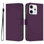 For OPPO Reno14 Pro 5G Global Skin Feel Solid Color Leather Phone Case with Lanyard(Violet)
