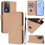 For OPPO A5 5G Global / A3 Pro 5G Global Skin Feel Solid Color Leather Phone Case with Lanyard(Nude)