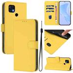 For Redmi 10C Skin Feel Solid Color Leather Phone Case with Lanyard(Lemon Yellow)