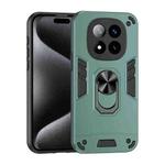 For Redmi Note 14 Pro+ 5G Shockproof Metal Ring Holder Phone Case(Green)