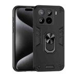 For Xiaomi 15 Pro Shockproof Metal Ring Holder Phone Case(Black)