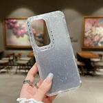 For OPPO Reno12 5G Global TPU + PC + Glitter Paper Full Coverage Phone Case(Grey)