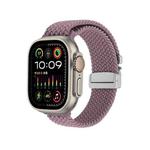 For Apple Watch 46mm / 49mm / 45mm / 44mm Snap Button Braided Watch Band(Smoky Purple)