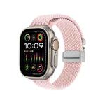 For Apple Watch 46mm / 49mm / 45mm / 44mm Snap Button Braided Watch Band(Pink Sand)