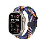 For Apple Watch 46mm / 49mm / 45mm / 44mm Snap Button Braided Watch Band(Denim)