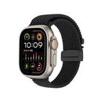 For Apple Watch 42mm / 41mm / 40mm / 38mm Snap Button Braided Watch Band(Black)