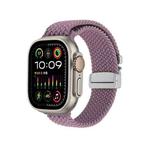 For Apple Watch 42mm / 41mm / 40mm / 38mm Snap Button Braided Watch Band(Smoky Purple)