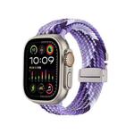 For Apple Watch 42mm / 41mm / 40mm / 38mm Snap Button Braided Watch Band(Colorful Purple)