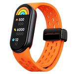 For Xiaomi Smart Band 9 Magnetic Folding Buckle Silicone Watch Band(Orange)