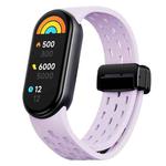 For Xiaomi Smart Band 9 Magnetic Folding Buckle Silicone Watch Band(Light Purple)