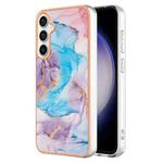For Samsung Galaxy S24 FE 5G Electroplating IMD TPU Phone Case(Blue Marble)