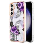 For Samsung Galaxy S24 FE 5G Electroplating IMD TPU Phone Case(Purple Flower)