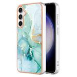 For Samsung Galaxy S24 FE 5G Electroplating Marble Pattern Dual-side IMD TPU Shockproof Phone Case(Green 003)