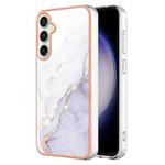 For Samsung Galaxy S24 FE 5G Electroplating Marble Pattern Dual-side IMD TPU Shockproof Phone Case(White 006)