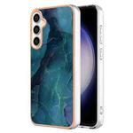 For Samsung Galaxy S24 FE 5G Electroplating Marble Dual-side IMD Phone Case(Green 017)