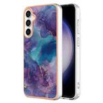 For Samsung Galaxy S24 FE 5G Electroplating Marble Dual-side IMD Phone Case(Purple 016)