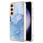 For Samsung Galaxy S24 FE 5G Electroplating Marble Dual-side IMD Phone Case(Blue 018)