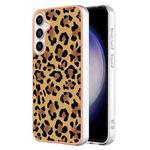 For Samsung Galaxy S24 FE 5G Electroplating Marble Dual-side IMD Phone Case(Leopard Print)
