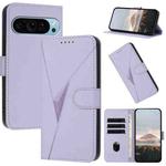 For Google Pixel 9 / Pixel 9 Pro Triangle Pattern Buckle Clasp Leather Phone Case(Light Purple)