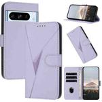 For Google Pixel 8 Pro Triangle Pattern Buckle Clasp Leather Phone Case(Light Purple)