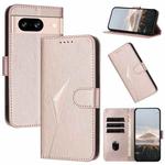 For Google Pixel 8 Triangle Pattern Buckle Clasp Leather Phone Case(Rose Gold)