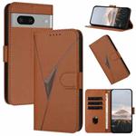 For Google Pixel 7 Triangle Pattern Buckle Clasp Leather Phone Case(Brown)