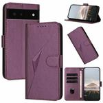 For Google Pixel 6 Triangle Pattern Buckle Clasp Leather Phone Case(Dark Purple)