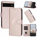 For Google Pixel 6 Triangle Pattern Buckle Clasp Leather Phone Case(Rose Gold)