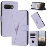 For Google Pixel 9a Triangle Pattern Buckle Clasp Leather Phone Case(Light Purple)