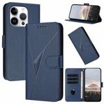 For iPhone 16 Pro Triangle Pattern Buckle Clasp Leather Phone Case(Royal Blue)