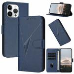 For iPhone 15 Pro Max Triangle Pattern Buckle Clasp Leather Phone Case(Royal Blue)