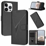 For iPhone 15 Pro Triangle Pattern Buckle Clasp Leather Phone Case(Black)