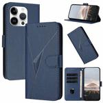 For iPhone 15 Pro Triangle Pattern Buckle Clasp Leather Phone Case(Royal Blue)