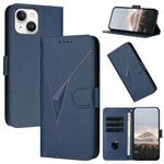 For iPhone 15 Triangle Pattern Buckle Clasp Leather Phone Case(Royal Blue)