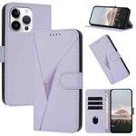 For iPhone 14 Pro Max Triangle Pattern Buckle Clasp Leather Phone Case(Light Purple)