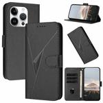 For iPhone 14 Pro Triangle Pattern Buckle Clasp Leather Phone Case(Black)