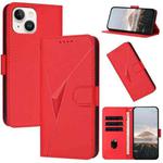 For iPhone 14 Triangle Pattern Buckle Clasp Leather Phone Case(Red)