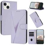 For iPhone 14 Triangle Pattern Buckle Clasp Leather Phone Case(Light Purple)