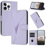 For iPhone 13 Pro Max Triangle Pattern Buckle Clasp Leather Phone Case(Light Purple)