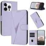 For iPhone 13 Pro Triangle Pattern Buckle Clasp Leather Phone Case(Light Purple)