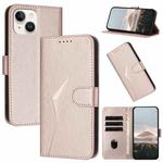 For iPhone 13 mini Triangle Pattern Buckle Clasp Leather Phone Case(Rose Gold)