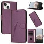 For iPhone 13 Triangle Pattern Buckle Clasp Leather Phone Case(Dark Purple)