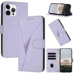 For iPhone 12 Pro Max Triangle Pattern Buckle Clasp Leather Phone Case(Light Purple)