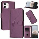 For iPhone 12 mini Triangle Pattern Buckle Clasp Leather Phone Case(Dark Purple)