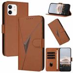 For iPhone 12 mini Triangle Pattern Buckle Clasp Leather Phone Case(Brown)