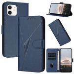 For iPhone 12 mini Triangle Pattern Buckle Clasp Leather Phone Case(Royal Blue)